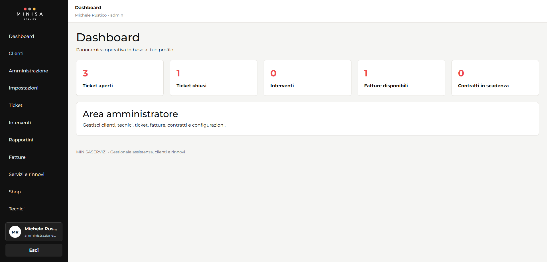 Schermata gestionale ticket EDO SUITE